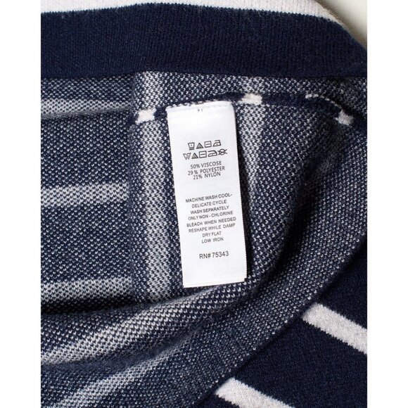 Adrienne Vittadini Womens Small Striped Sweater Scoop Neck Cuffed Sleeves - Picture 4 of 4